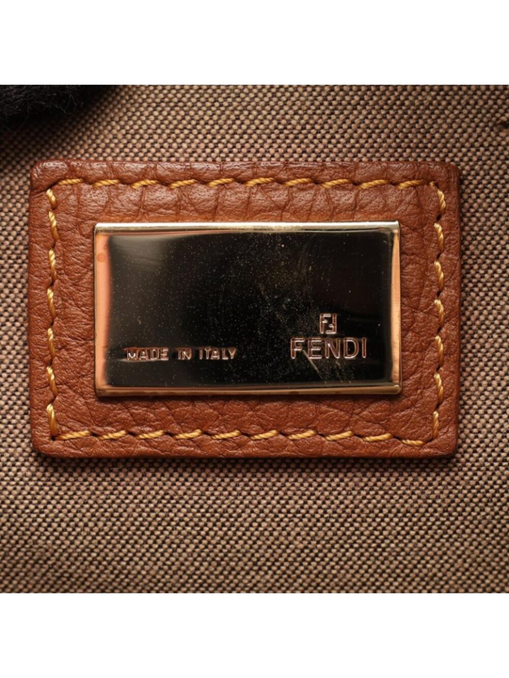 Fendi Shoulder Bag Zucchino Beige Brown Canvas Leather - Picture 4 of 12